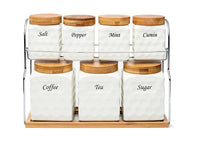 Set Of 7 Ceramic Canister Storage Container with Stand