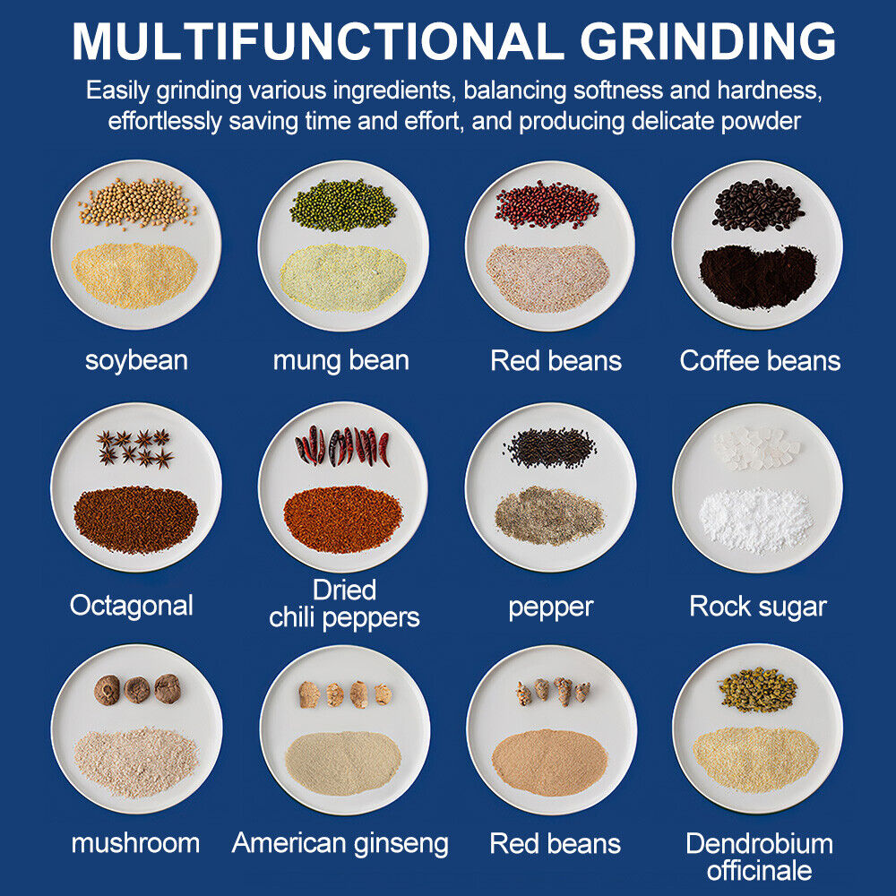 Dry Chilli Grinder, Household Powder Grinding Machine, Electric Grain Crushing Mill, Multifunctional Ultra Fine Grinder, Kitchen Cereal Nuts Beans Spices Flour Powder Polishing Device, Portable Grain Dry Mill Food Bean Grinder
