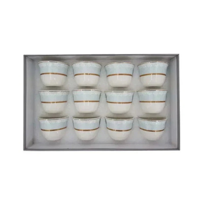 Tea Cup Set White & Blue (12pcs Set)