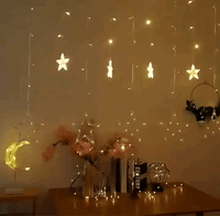 LED Star String Light Waterproof 8 Modes Warm White Curtain Lights