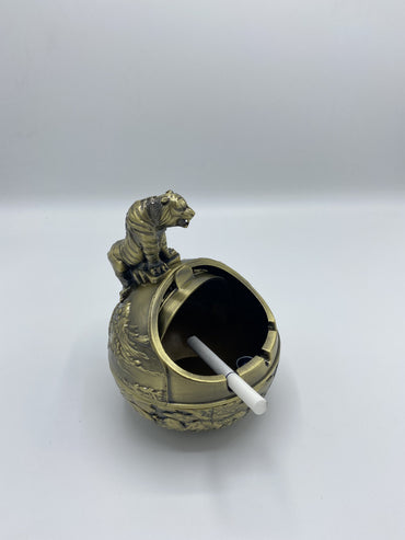 Metallic Round Tiger Ornament Tray