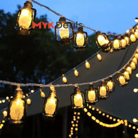Set Of 10 Lantern String Light, Led Decor Kerosene Oil Lamp Fairy Light, Battery Powered Lantern Fairy Garland Light, Barn Lanterns Battery Powered