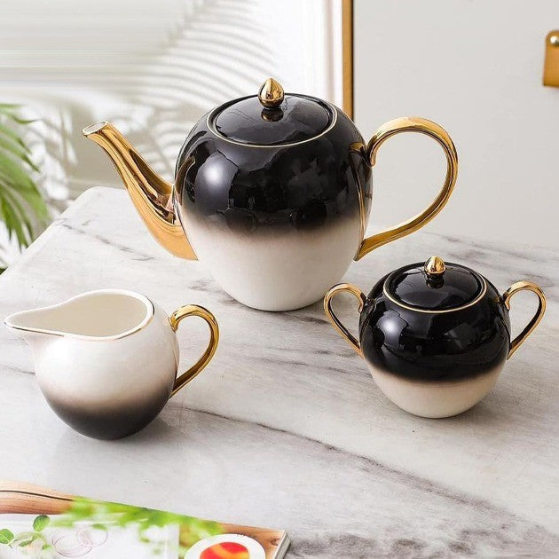 New Tea & Cake Set - White & Black
