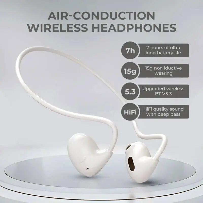 Pro Air Wireless Neckband Earphones – White | Bluetooth Neck Hanging Design