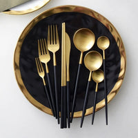 Stainless Steel Black Gold Plated Cutlery Set 24pcs