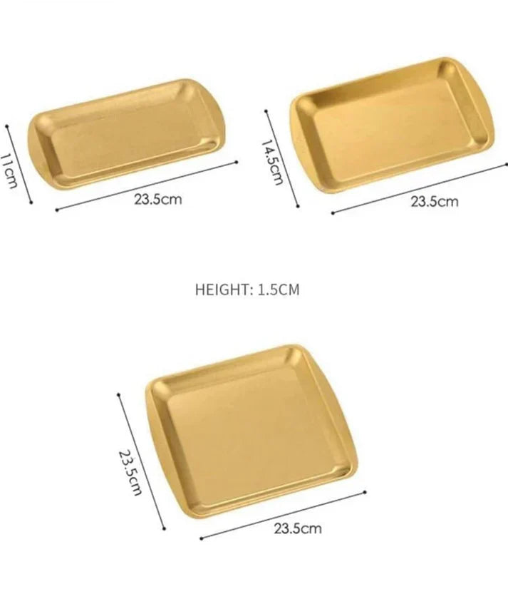 Luxury Gold Rectangle Shaped Tray by HaulJunction – Elegant Stainless Steel Serving Tray