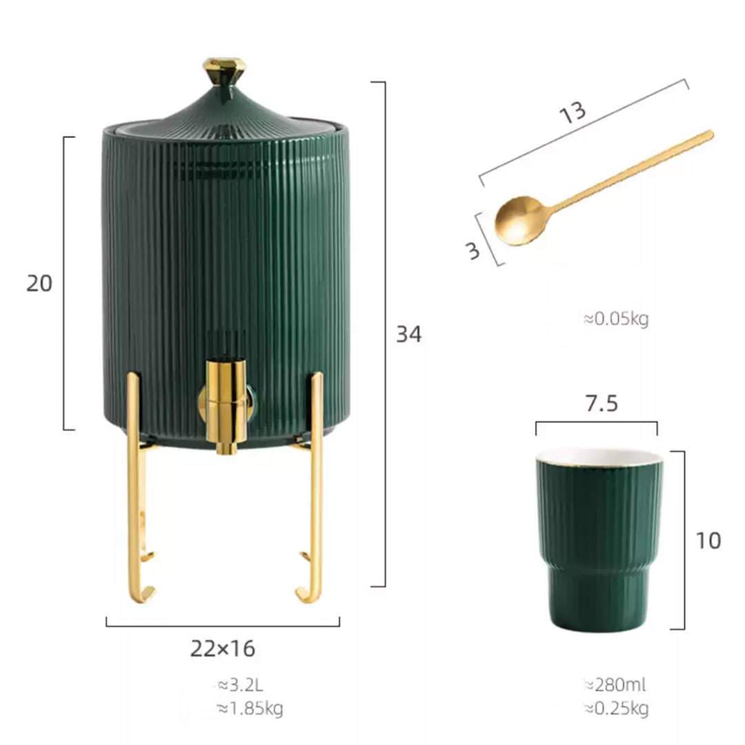Nordic Imported Ceramic Water Set With Dispenser, Glass & Tray