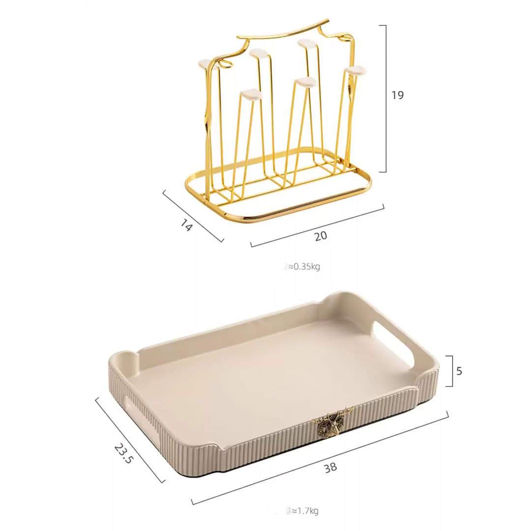 Nordic Imported Ceramic Water Set With Dispenser, Glass & Tray