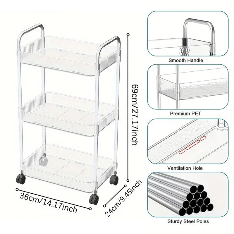 Acrylic Kitchen and Bathroom Storage Trolley