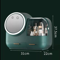 Table Storage Box New Cosmetics Storage Box with LED Makeup Mirror Creative Desktop Dust-proof Skin Care Products Dressing