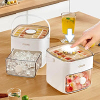 Pressing Ice Cube Molds with Lid & Trash Can – Food-Grade PP Material, Easy Release