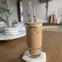 Spill Proof Glass Coffee Tumbler Mug 400ml (Pack of 4)