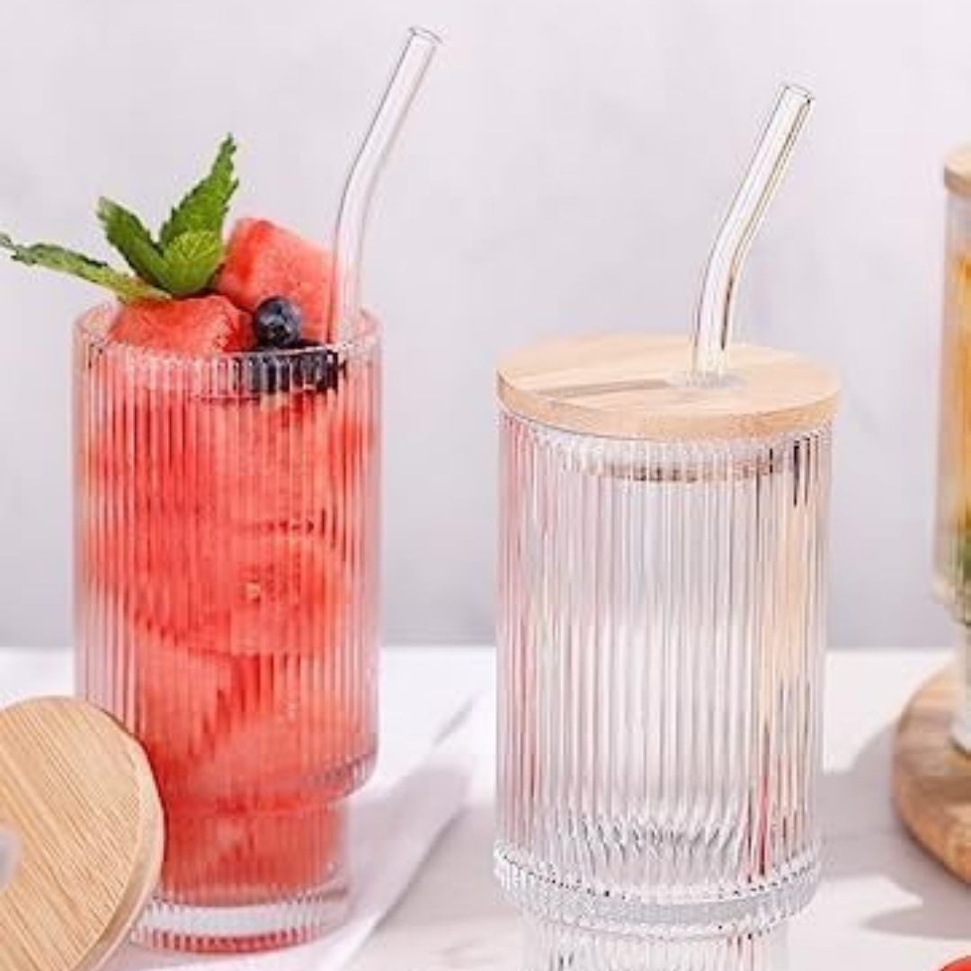 Spill Proof Glass Coffee Tumbler Mug 400ml (Pack of 4)