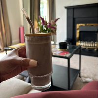 Spill Proof Glass Coffee Tumbler Mug 400ml (Pack of 4)