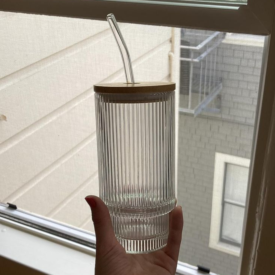 Spill Proof Glass Coffee Tumbler Mug 400ml (Pack of 4)