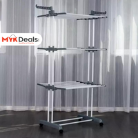3 Layer Foldable Wing Drying Rack, Double Pole Movable Clothes Rack, Floor Mobile Folding Clothes Rack, Simple Home Cloth Drying Holder, Telescopic Household Laundry Rack, Stacked Wing Drying Rack
