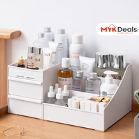 Dresser Table Makeup Box, Desktop Cosmetic Storage Box With Drawer, Makeup Sundries Storage Organizer, Cabinet Sorting Box, Jewelry Nail Polish Makeup Drawer Container, Multifunctional Divisions Desk Organizer, Drawer Head Ornament Sorting Make Up Box