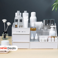 Dresser Table Makeup Box, Desktop Cosmetic Storage Box With Drawer, Makeup Sundries Storage Organizer, Cabinet Sorting Box, Jewelry Nail Polish Makeup Drawer Container, Multifunctional Divisions Desk Organizer, Drawer Head Ornament Sorting Make Up Box