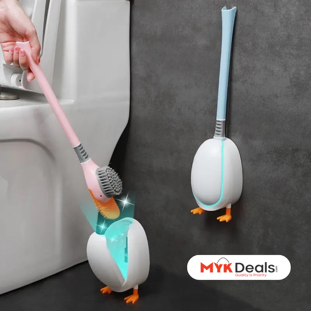 Diving Duck Toilet Brush, Wall Mounted Silicone Toilet Brush, Floor Standing Long Handle Bathroom Cleaning Brush, Dead Corner Toilet Brush, Household Wash Toilet Cleaning Accessories