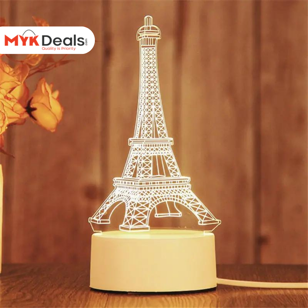 3D Eiffel Towel Lamp, Creative Table Bedside Lamp, Decorative Acrylic LED Night Light, 3D Tower Night Light, Optical Illusion Lamp For Bedroom, Nursery, Living Room, Ambient Light For Home