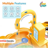 Electric Kitchen Sink Toy, Children's Simulation Sink with Fruit & Tableware Toy, Dishwasher Play Kitchen Kit