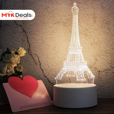 3D Eiffel Towel Lamp, Creative Table Bedside Lamp, Decorative Acrylic LED Night Light, 3D Tower Night Light, Optical Illusion Lamp For Bedroom, Nursery, Living Room, Ambient Light For Home