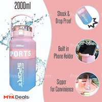 Set Of 3 Sport Water Bottle With Straw, Modernist Ombre Letter Graphic Drinking Bottle, Outdoor Gradient Drink Bottle, Large Capacity Water Dispenser Bottle