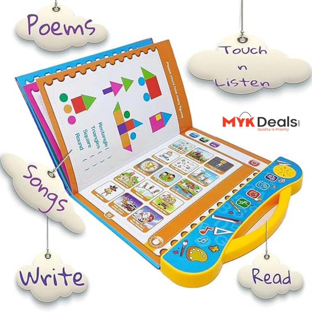 Kids Intelligence Book, English Learning Computer Machine, Kids Study Voice Electronic Book, Smart Baby Language E Book, Kids Intelligence Book Sound Book for Children, English Letters & Words Learning Book, Fun Educational Toys