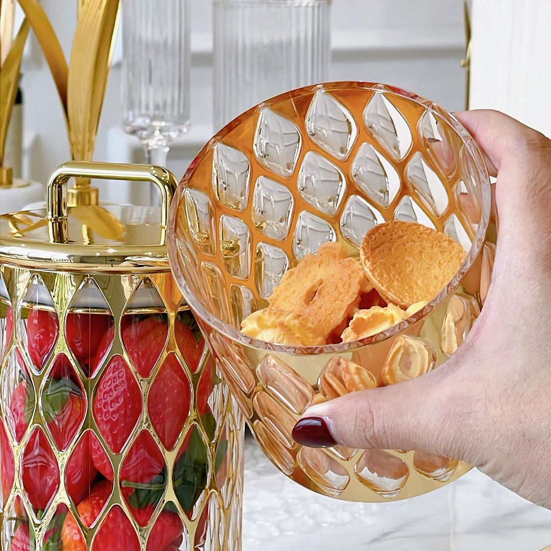 Acrylic Airtight Cookie Canister with Gold Lid