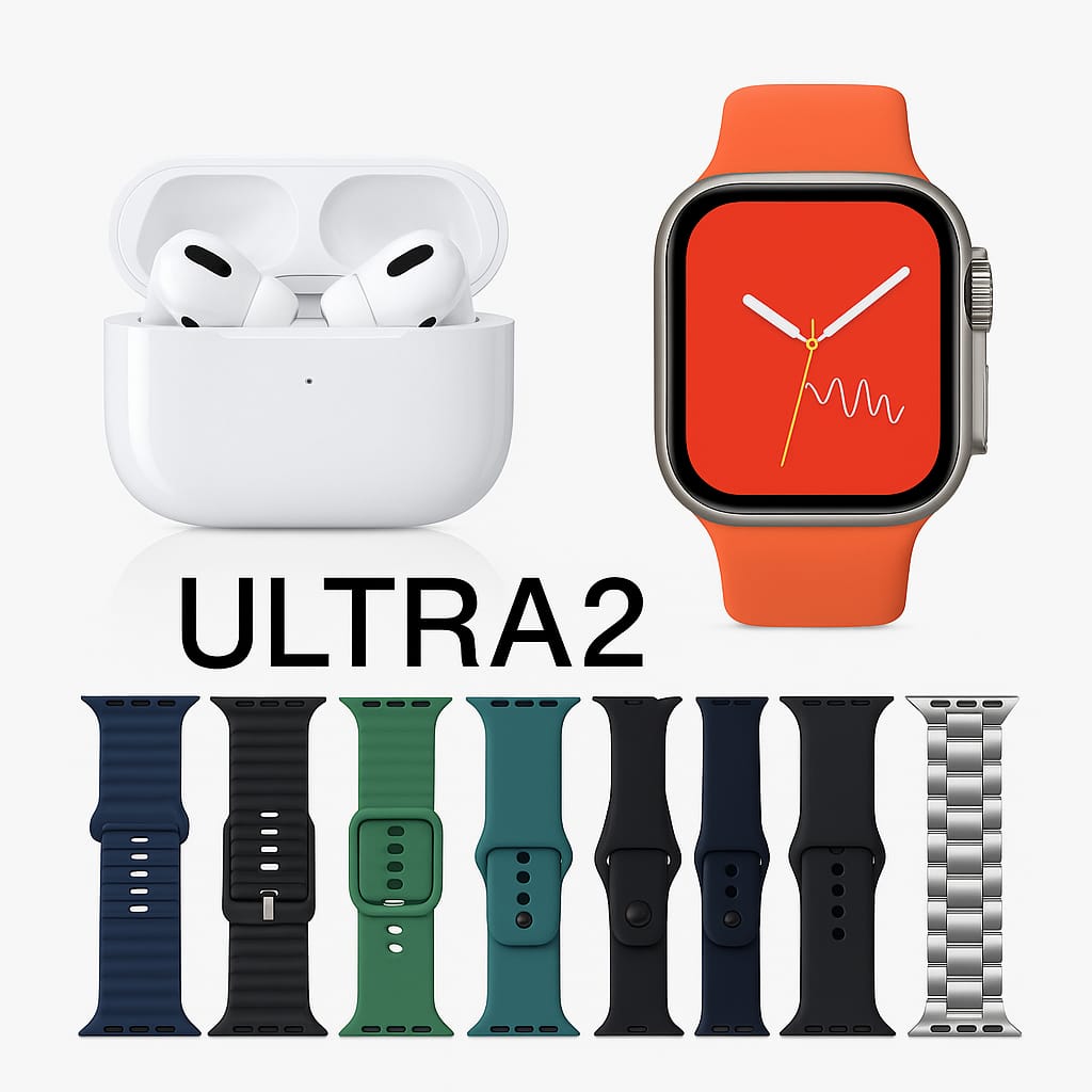 Airpods Pro 2 + Ultra 7-in-1 Smartwatch Combo | Premium Sound & Style Deal