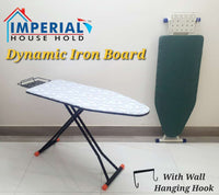 Foldable Deluxe Ironing Board with Big Steam Iron Station Holder