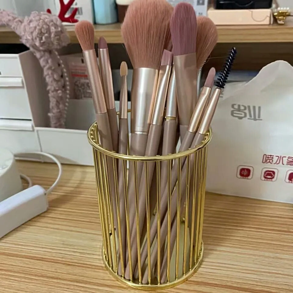 Nordic Iron Cylindrical Cosmetic Storage Box, Makeup Brushes Case