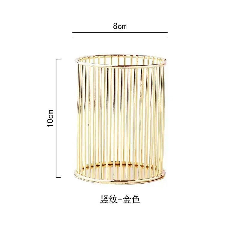 Nordic Iron Cylindrical Cosmetic Storage Box, Makeup Brushes Case