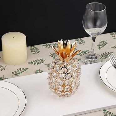 Pineapple Crystal Statue Gold Plated Crafts Fruits Sculpture Modern Decor Desk  Ornaments