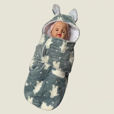 RABBIT EAR CORAL FLEECE SWADDLE
