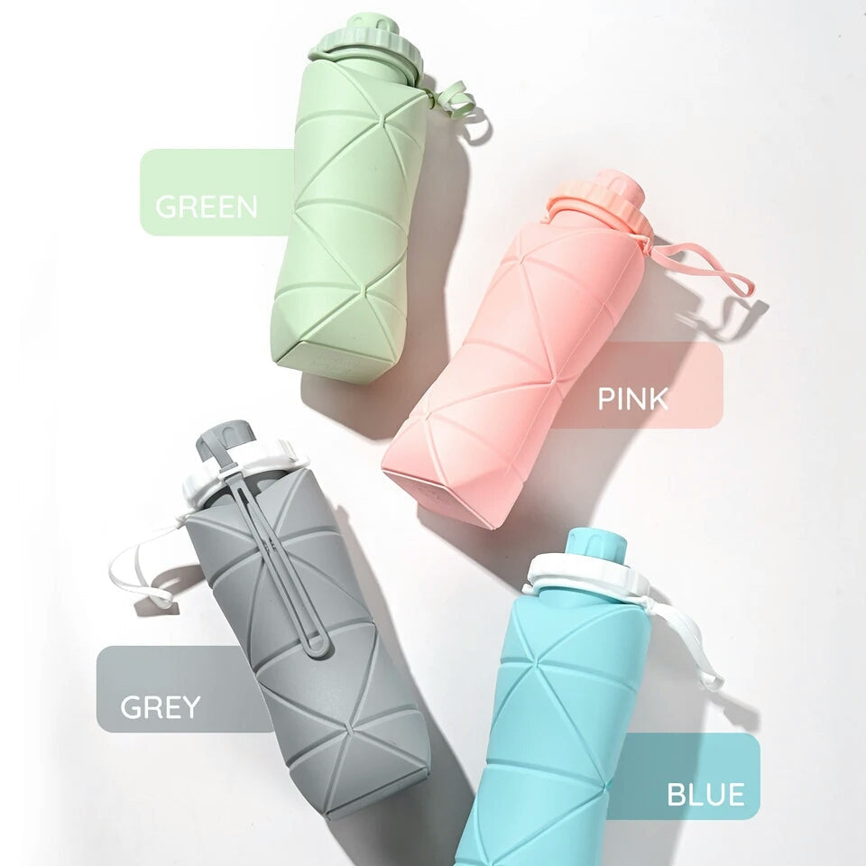 Portable Silicone Folding Water Cup 600ml Large Capacity Lightweight Outdoor Travel Sports Water Bottle