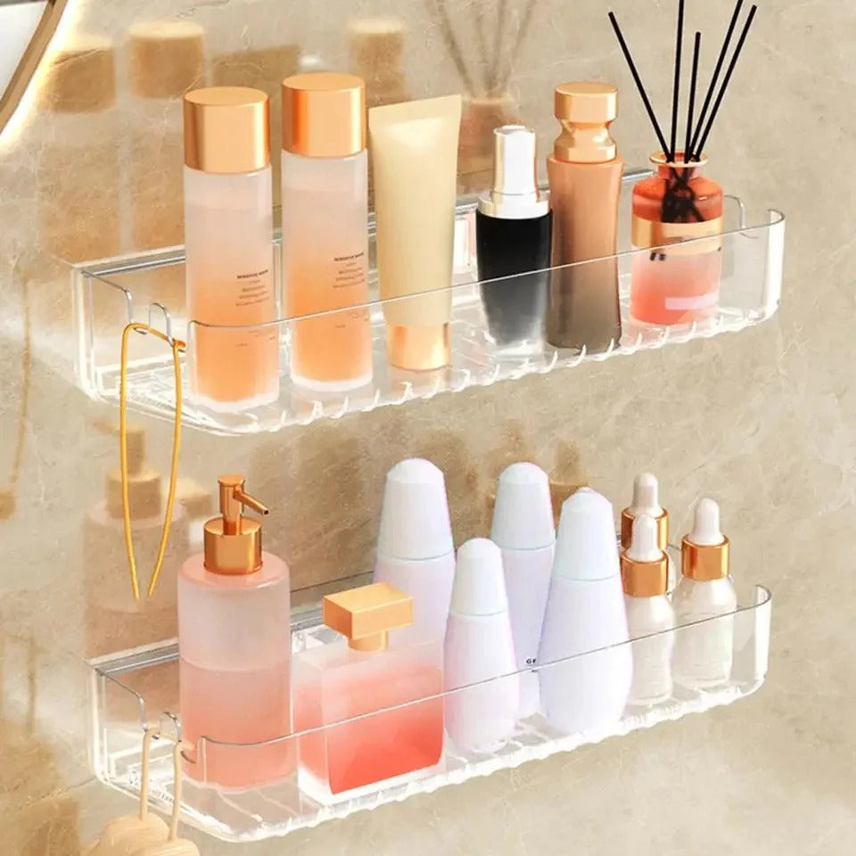 Multifunctional Transparent Cosmetic Acrylic Wall-Mounted Shlef