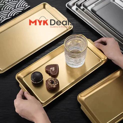 Stainless Steel Rectangular Tray Gold