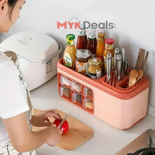Multi-functional Spice Storage Rack-for Spice Jars,Cutlery Knife Holder