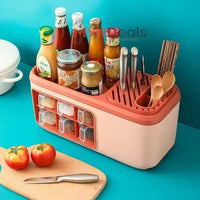 Multi-functional Spice Storage Rack-for Spice Jars,Cutlery Knife Holder