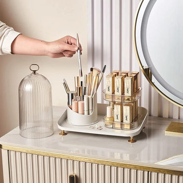 Rotating Cosmetic Brush & Lipstick Organizer
