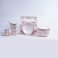 61-Piece Bone China Dinner Set – Square Design