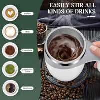 Self Stirring Coffee Mug,  Automatic Magnetic Stirring Coffee Cup, 380mL Auto Mixing Mug with Lid, Rechargeable Magnetic Coffee Mug, Electric Smart Mixer Coffee Cup, Stainless Steel Self Mixing Coffee Cup, Portable Stirring Cup