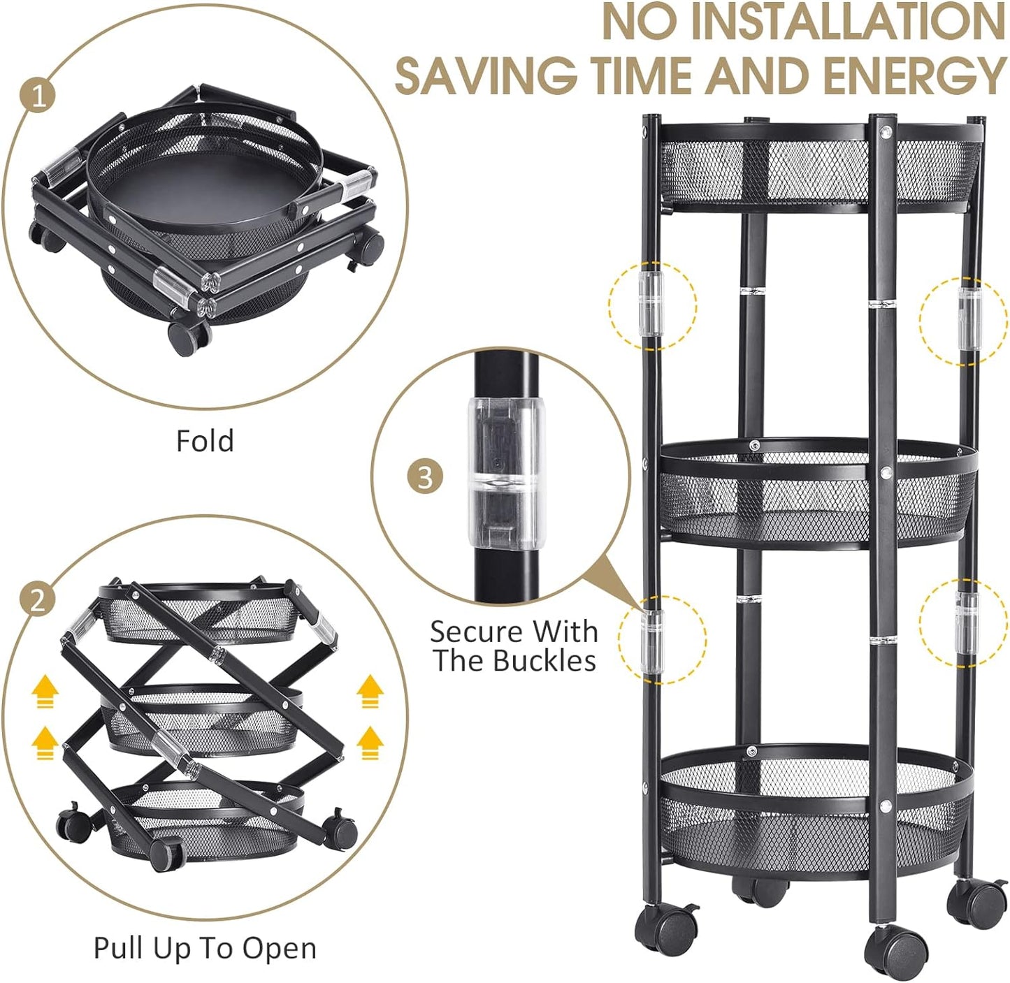 3 layer Folding Storage Cart