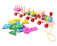 Colorful Geometric Figure Digital Wooden Train Toy