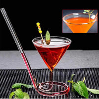 Creative Glass Spiral Cocktail Cup Straw Wine Glass