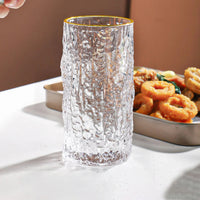 Ice Texture Gold Trimmed Crystal Drink Glass Set Of 6