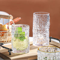 Ice Texture Gold Trimmed Crystal Drink Glass Set Of 6