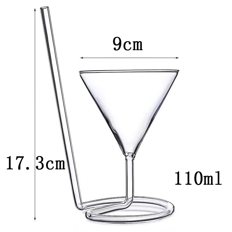 Creative Glass Spiral Cocktail Cup Straw Wine Glass