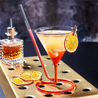 Creative Glass Spiral Cocktail Cup Straw Wine Glass